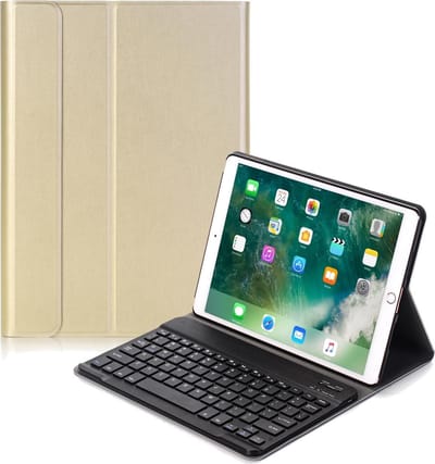 Hoes - Geschikt voor Apple iPad 7 (2019) - 10.2 inch - 7e Generatie - Toetsenbord Case - Keyboard Book Cover - Hoesje - Goud