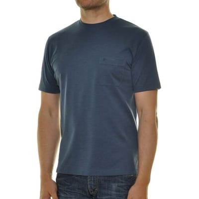 Ragman T-Shirt Softknit Uni Easy Care Round Neck Breast Pocket Dark Azure / male