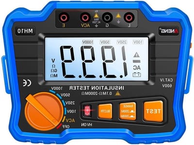 Isolatiemeter - Ohm meter - Elektrisch testen - Automatische bereikfunctie - 160x125x85mm - Blauw