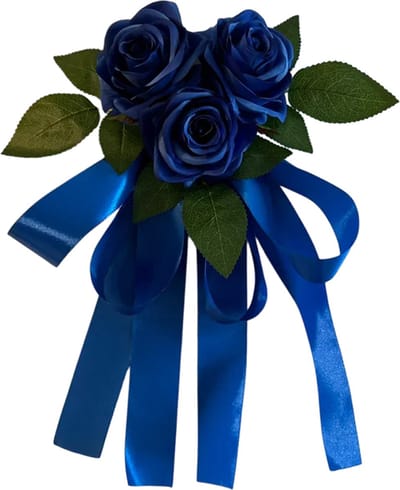 autodeco.nl MIA BLAUW Buitenspiegels Decoratie - Trouwauto Versiering Blauwe Rozen met Linten - Bloemen op de Auto Bruiloft - Trouwerij - Huwelijk - Bruiloft Decoratie - Versiering Spiegel Auto - Autoversiering voor Volgauto's