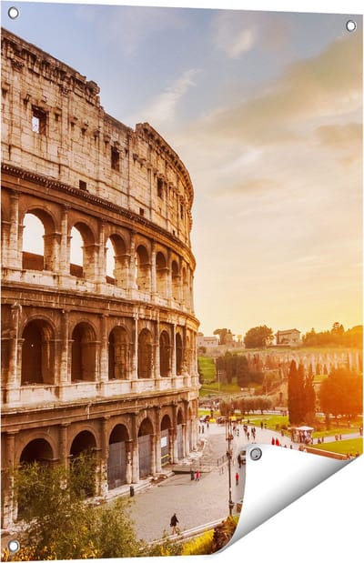 Gards Tuinposter Colosseum bij Zonsondergang in Ital�e - 60x80 cm - Tuindoek - Tuindecoratie - Wanddecoratie buiten - Tuinschilderij