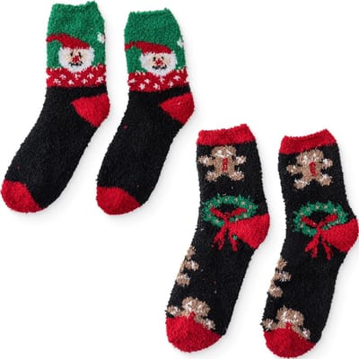 Dailygoods- Kerstsokken Uniseks - Thermosokken - Wollige Wintersokken - Koraalfleece - Kerstmanmotief - Comfortabel en Warm