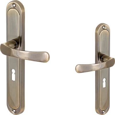 Eliot® SYDNEY deurklink set kamerslot 56mm - antiek messing - langschild - voor holle en massieve binnendeuren
