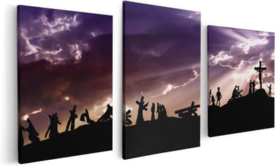 Artaza Canvas Schilderij Drieluik Kruistocht naar het Kruis van Jezus Christus - 120x60 - Foto Op Canvas - Canvas Print