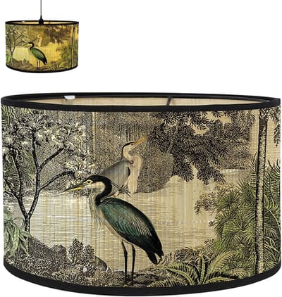Stoffen Lampenkap - Linnen Kap - Sfeerverlichting Creëren - Niet-verblindend Licht - Ø30x20cm - Dier Kraanvogel