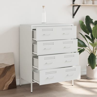 vidaXL - Dressoir - 68x39x89 - cm - staal - wit