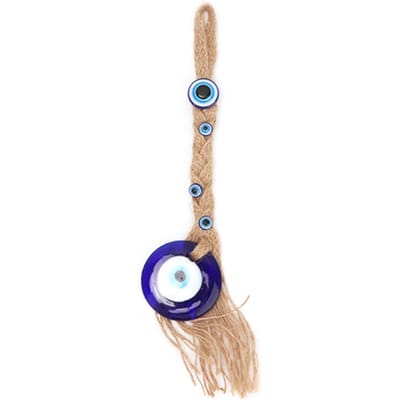 Turkse Glazen Amulet Blauw Geluksoog Bedel Turkse Boze Oog Muurhanger Geluksbescherming beige