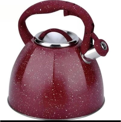Camping Fluitketel - Theeketel RVS - Water Koken - Ingekapselde Bodem - 3L - Zwart Rood