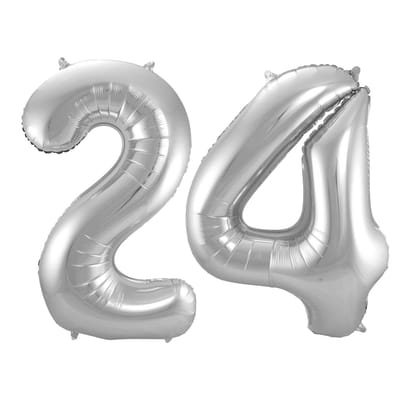 Folieballon 24 jaar - Zilver - 86 cm