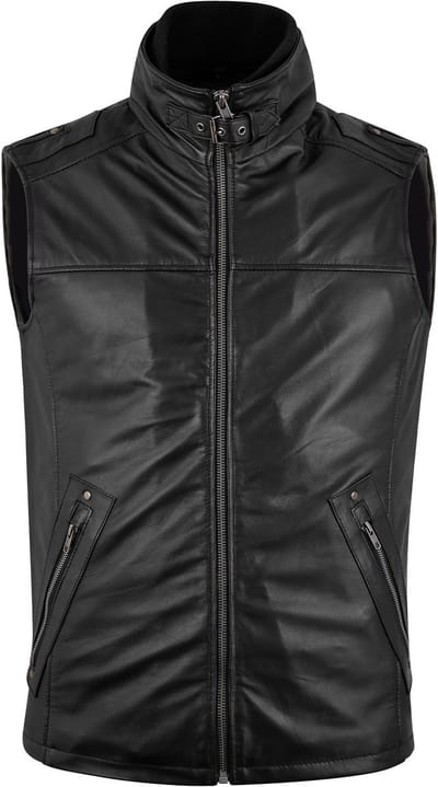 Urban 5884® WINSTON - P70 Vest- Zwart Lams leren Heren Bodywarmer -XL