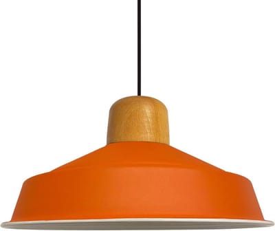 Bamyum Asletl-H Hanglamp Eettafel Hout Ø41 cm, Industriële Vintage Hanglamp, Oranje Metalen Pendelarmatuur