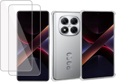 ChiGuard Hoesje & 2x Screenprotector geschikt voor Poco X7 – Gehard Glas Cover + Shock Proof Case – Transparant