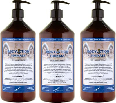 Bodylotion Hamam 1 Liter - met gratis pomp - set van 3 stuks