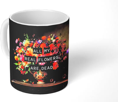 Mok - Koffiemok - Kleur - Bloemen - Vintage - Bloemenvaas - Mokken - 350 ML - Beker - Koffiemokken - Theemok