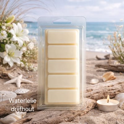 Waxmelts Waterlelie Drijfhout - Snapbar - 55 gram - Sojawas - Handmade - Dierproefvrij - Vegan - Huisparfum - Voor in geurbrander - Waxbrander - Geur in huis - Wax melt - Geurkaars - Parfum