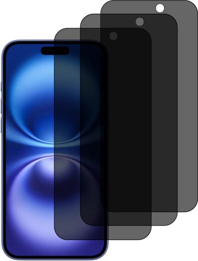 Privacy Screen protector Geschikt voor iPhone 16 screenprotectors Privacy - 3 Stuks - Full screen protector tempered glass van gehard glas