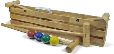 Croquet Set - Gazonspel Set - Buiten Spelen - Inclusief Regelboek - 4 Spelers - Bruin