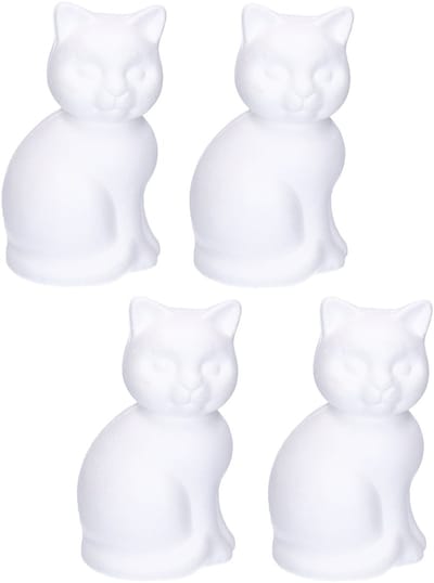 Rayher hobby Piepschuim dieren poes/kat - 4x - wit - 23 cm - zelf decoreren