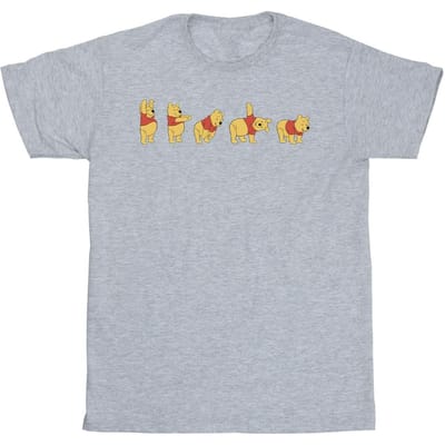Disney Heren Winnie De Poeh Strek T-shirt (Sportgrijs)