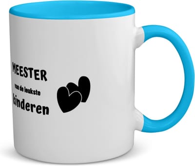 Akyol - meester van de leukste kinderen koffiemok - theemok - blauw - Meester - de leukste meester - verjaardag - cadeautje voor meester - kado - geschenk - 350 ML inhoud