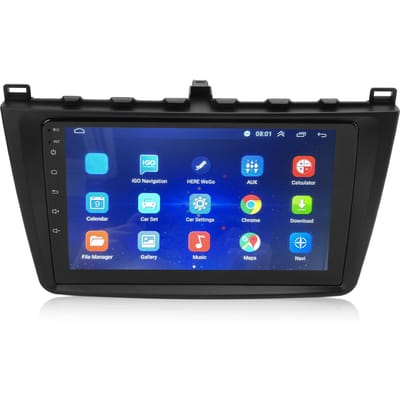9 pouces Wifi GPS Navigation Radio FM 16 Go + 1 Go Bluetooth pour Android 10.1 Remplacement pour Mazda 6 GH 2007-2012 blue