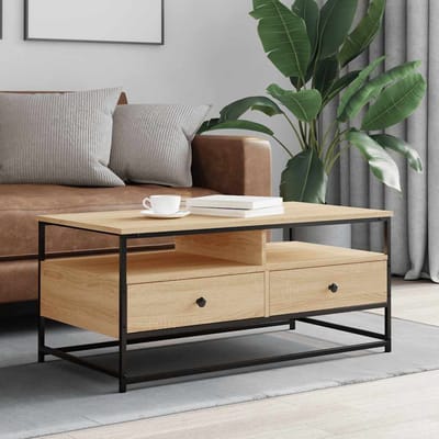 vidaXL - Salontafel - 100x51x45 - cm - bewerkt - hout - sonoma - eikenkleurig