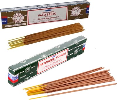 Satya Wierook cadeau set - 2x geurstokjes - Palo Santo en Patchouli Forrest geur - Meditatie