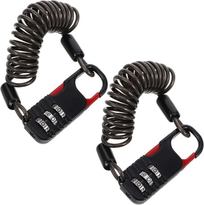 Helm Antidiefstal Slot - Combinatie Kabel - Fiets Beveiligen - Intrekbaar Draadslot - 2 Stuks - Zwart