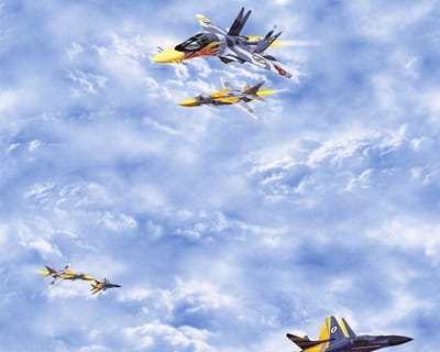 GEVECHTS VLIEGTUIGEN BEHANG BLAUW PAPIER 689511