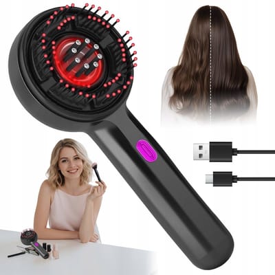 Elektrische Hoofdhuidmassager - Haarolie Applicator - Roodlichttherapie - 74 Tanden & Rood Licht 630nm - 3 Standen Verstelbaar - 1400mAh