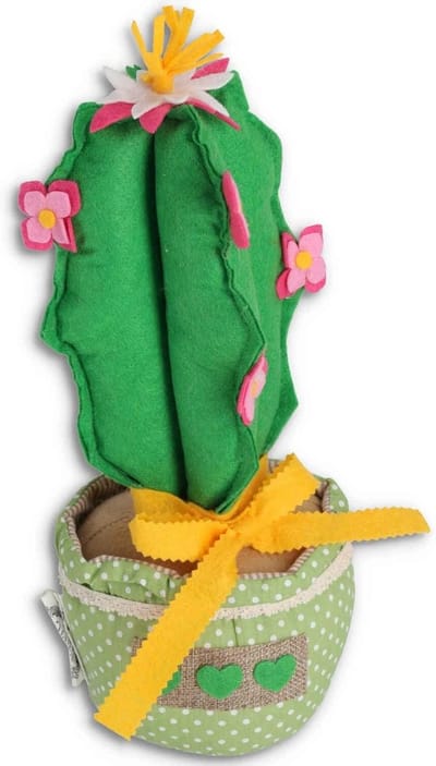 Deurstopper Cactus Bloem - Tochtstopper Vilt - Deuren Open Houden - Zwaar Grind Binnenwerk - 38 cm Hoog - Meerkleurig