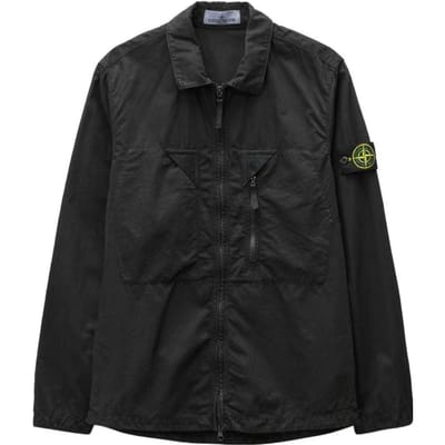 Stone Island Waterwassen Enkele Zak Zijrits Canvas Jas Uniseks Jas 7815106WN-V0129 M black