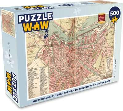 Puzzel Kaart - Amsterdam - Vintage - Legpuzzel - Puzzel 500 stukjes