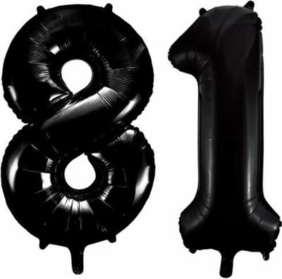 Folieballon 81 jaar zwart 41cm