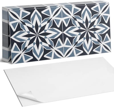 Coloray Plaktegels - Geometrie in symmetrie Zelfklevende Wandtegels - 40 cm x 20 cm - Zwart Plaktegels - 10 stuks - Rechthoek PVC Tegels - Plaktegels Badkamer - Vloertegels Zelfklevend - Vinyl Tegels Zelfklevend - Portugese Tegels