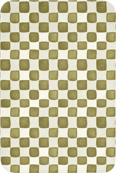 Badmat 60x90 cm - Antislip - Schaak - Patroon - Groen - Badmatten voor badkamer - Badkamermat - Douchemat - Badkamer mat