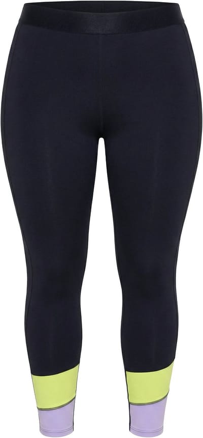 Ulla Popken - Dames - Sportlegging colorblocking zakken gerecycled - Zwart - Maat 42+