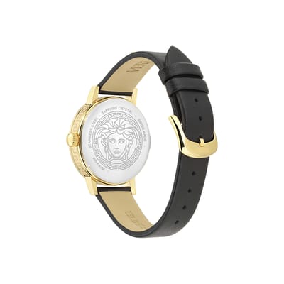 Montre Versace Quartz 35mm Cadran Beige Bracelet Cuir Coffret Cadeau Avec Parfum Et Enveloppe Rouge Montres Femmes Rose VE0A00125 VE0A00225 Black Single