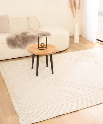 Japandi vloerkleed - Knit Diamond wit 80x150