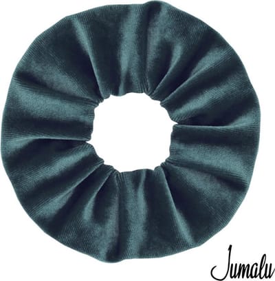 Jumalu scrunchie velvet haarwokkel haarelastiekjes - groenblauw - 1 stuk