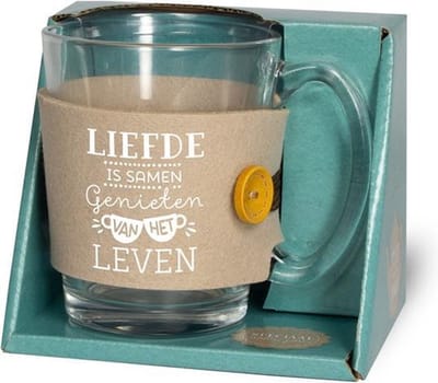 Theeglas - Liefde is... - Zijden lint "Speciaal voor jou" - Cadeauverpakking