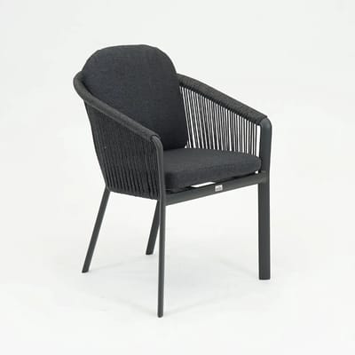 VITA - Belladonne fauteuil - creme - Weersbestendig rope - Met zit en rug kussen - 2 jaar garantie - gepoedercoat aluminium - olefin kussens - optimaal zitcomfort - Tuinstoel - Dining stoel