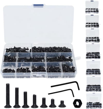 Schroeven Kit - Bouten Moeren Set - Klusprojecten Reparatie - Koolstofstaal Hoge Sterkte - M2 Tot M8 - Zwart