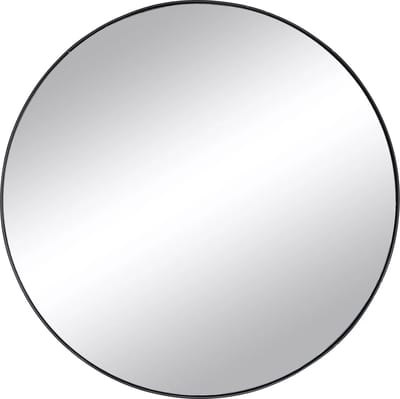 Vente-unique Ronde metalen wandspiegel - D.80 cm - Zwart - JAFFREL