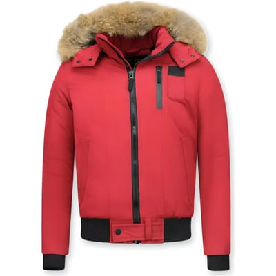 Enos Korte winterjas met bontkraag