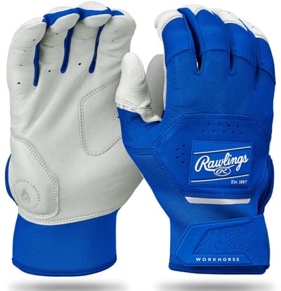 Rawlings - MLB - Honkbal - Softbal - Slaghandschoentjes - Workhorse - WH25BG - Leer - Een Paar - Batting Gloves - Volwassenen - Royal Blue - Medium