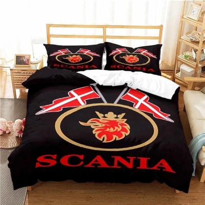 Scania Vrachtwagen Logo Beddengoed Set Jongens Meisjes Eenpersoons Tweepersoons Maat Dekbedovertrek Kussensloop Bed Kinderen Volwassenen Mode Huis Textiel 150*200cm 3pcs