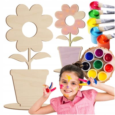 SMX Design - Houten Bloem in Pot - Decoratiestuk - Dauw voor Oma en Mama