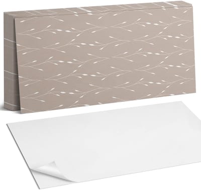 Coloray Plaktegels - Fijn plantenpatroon Zelfklevende Wandtegels - 40 cm x 20 cm - Beige Plaktegels - 10 stuks - Rechthoek PVC Tegels - Plaktegels Badkamer - Vloertegels Zelfklevend - Vinyl Tegels - Portugese Tegels