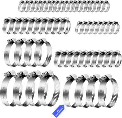 Set van 60 RVS Slangklemmen, 6-51mm, Verstelbare Klemmen voor Tuinslangen, Brandstofslangen en Wasmachine Slangen